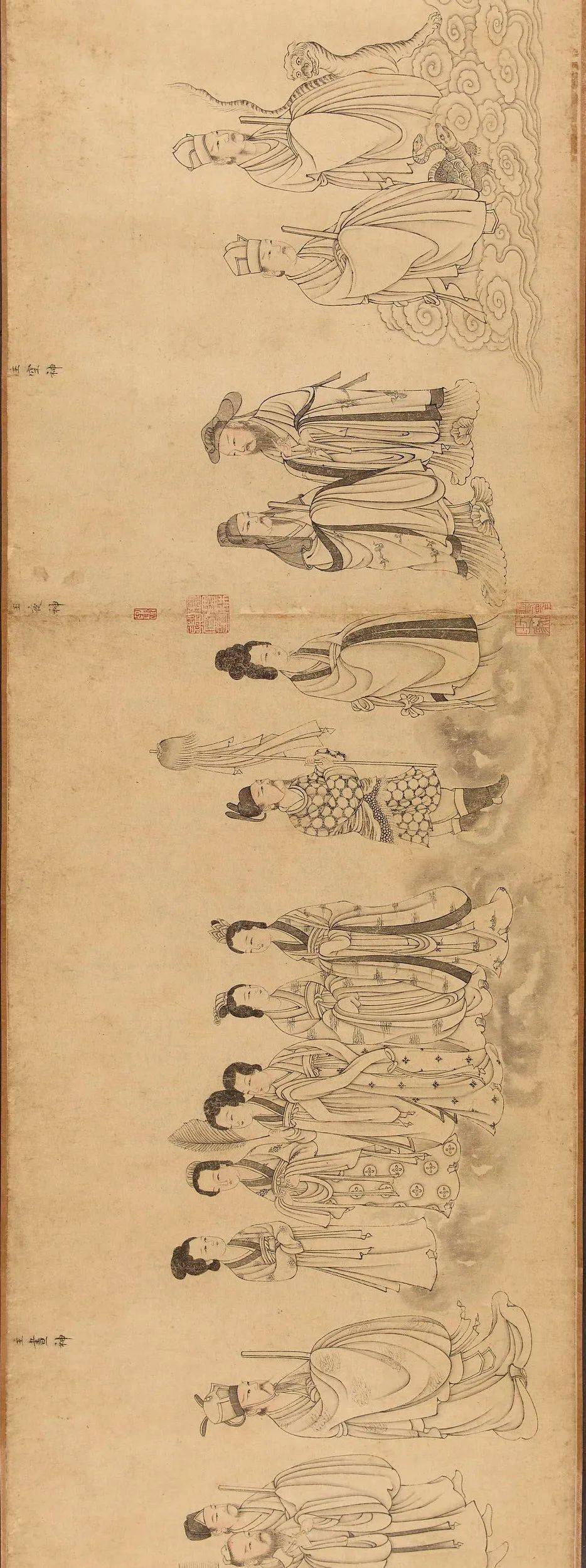 华严法会明代托名李公麟白描长卷华严经变图