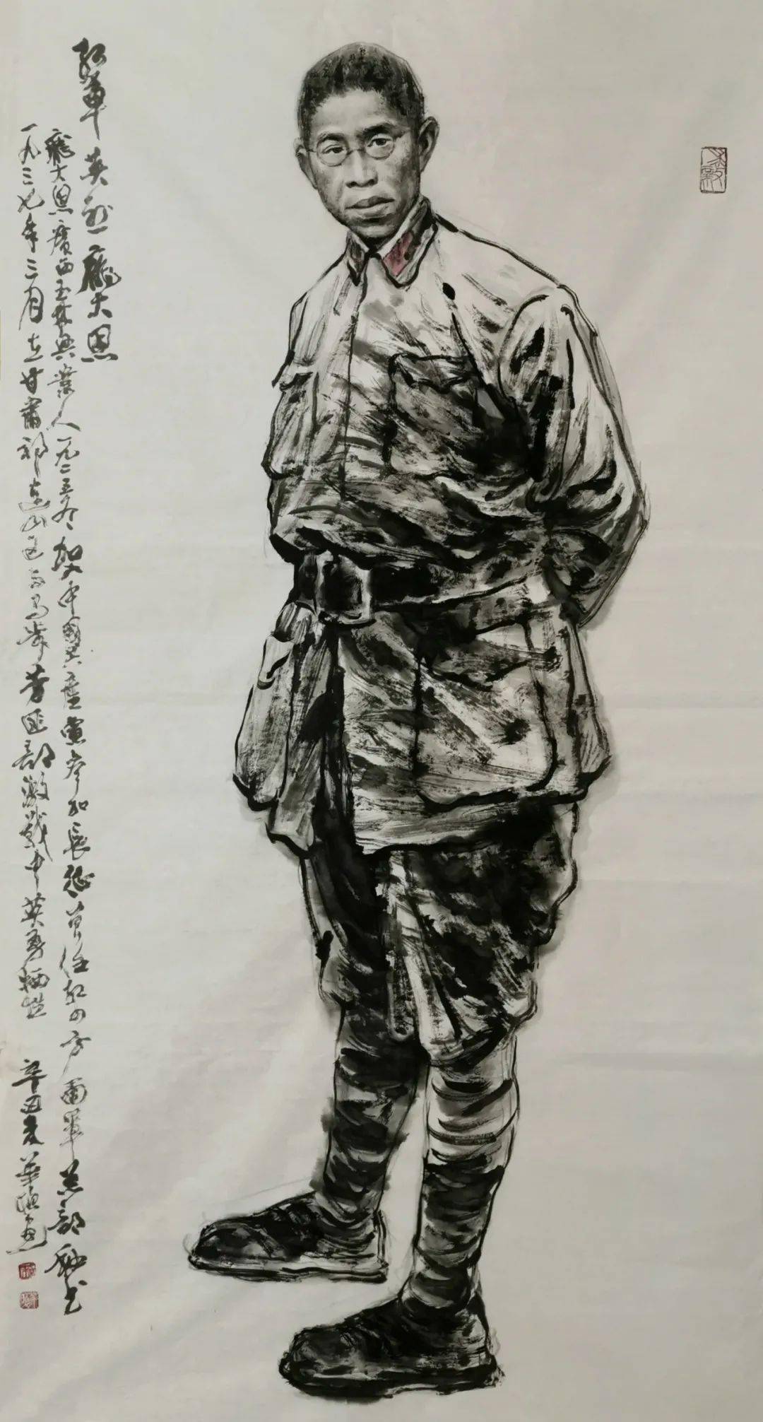 苏华聪 国画《文萃三烈士之一陈子涛》苏华聪 国画《虎将李明瑞》苏
