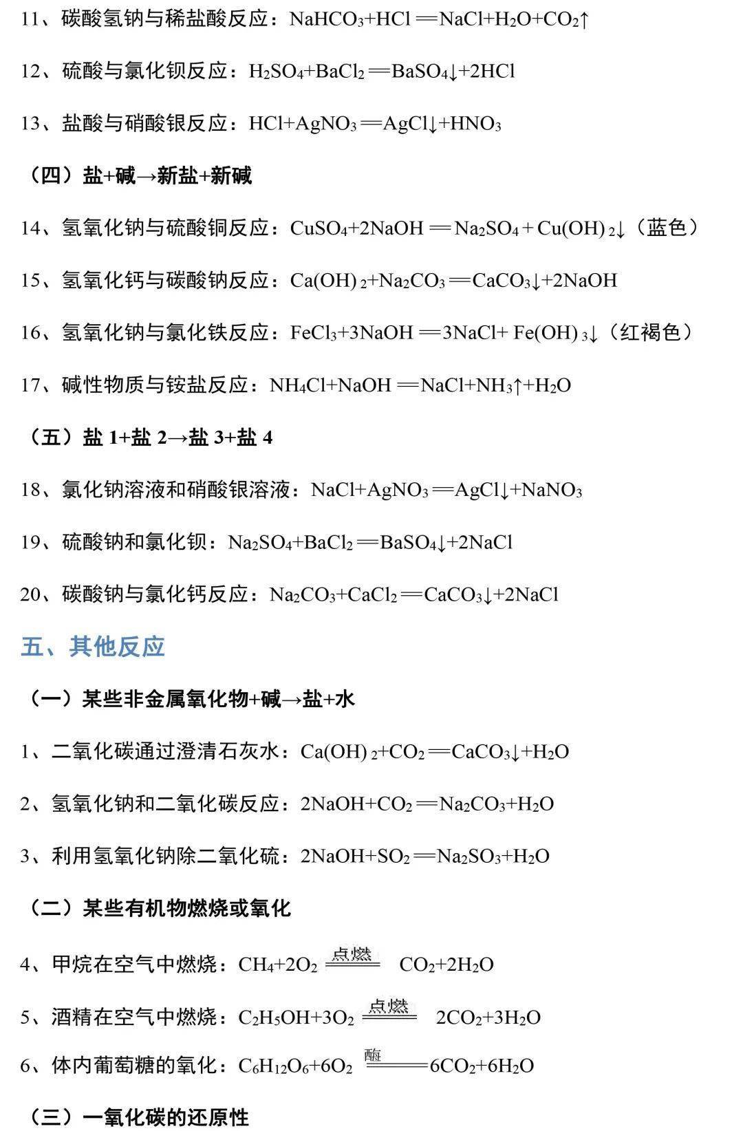 初中化学丨化学式及方程式大全