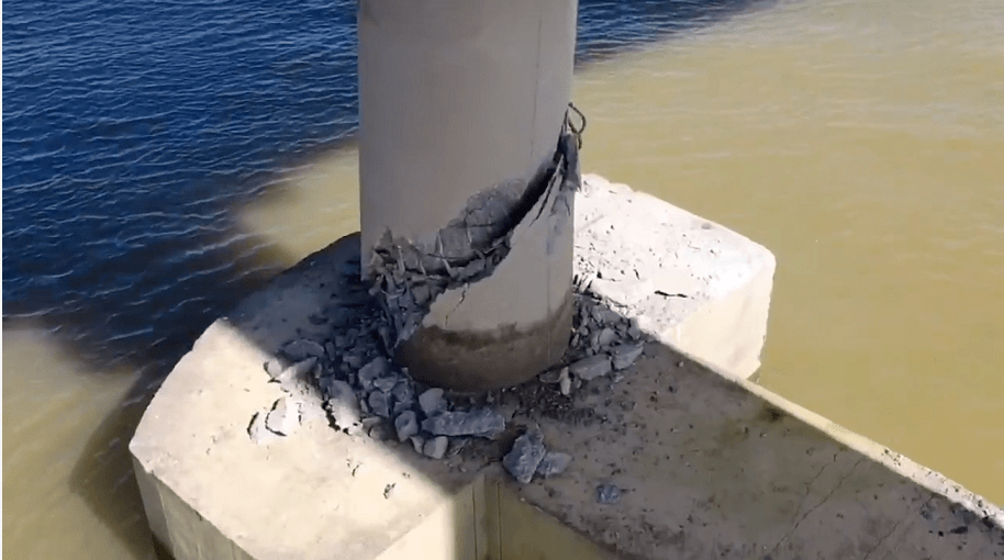 紧急扩散南沙北斗大桥被撞视频曝光桥墩受损严重已封桥各位注意绕行