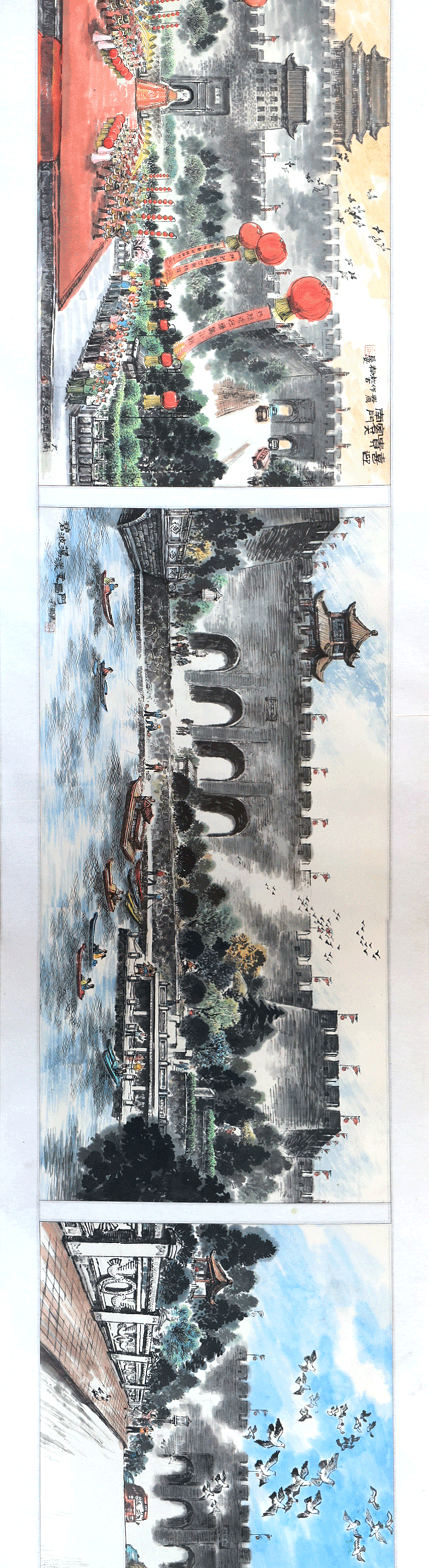 30米手绘长卷展示西安城墙十八城门!