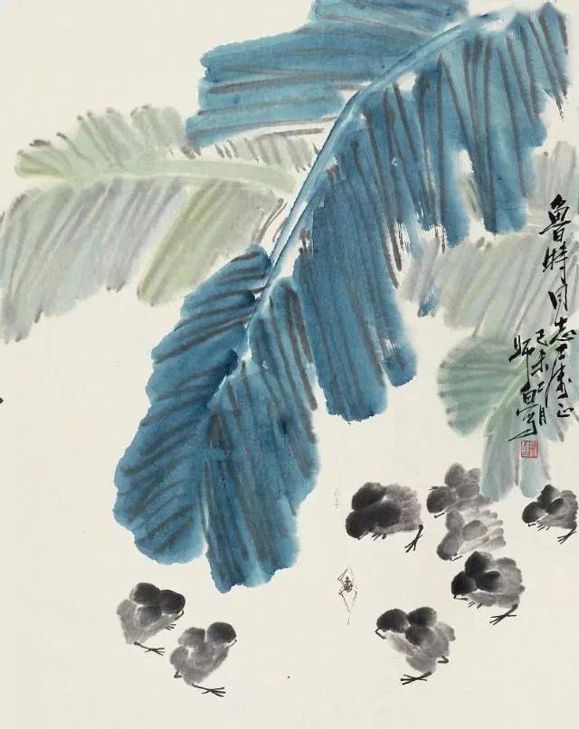 酷暑难耐国画芭蕉叶下一片清凉