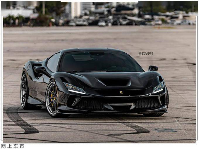 外观方面,该车型较普通版法拉利f8 tributo相差不大,全车采用黑色涂装