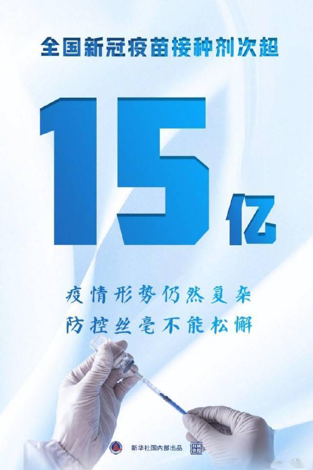接种|国家卫健委：累计接种新冠疫苗超15亿剂次