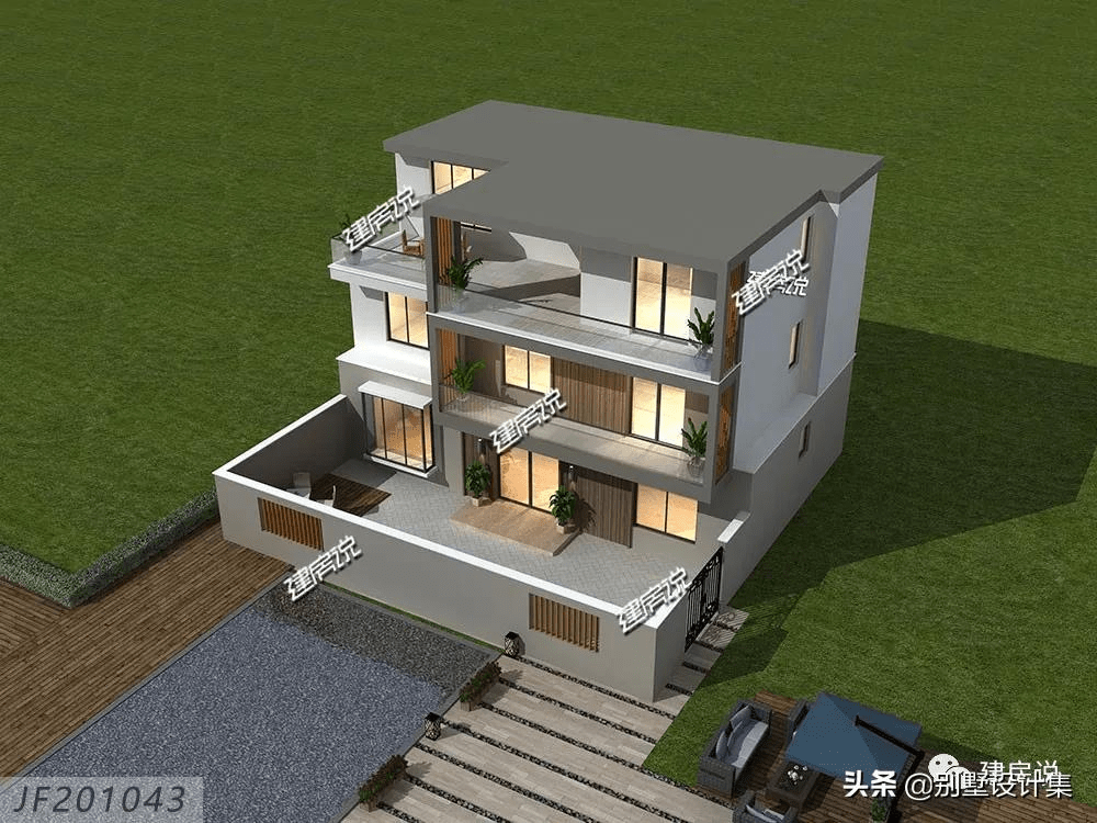 3户叠拼现代风别墅造型时尚集时尚潮流于一体怎能让人不爱