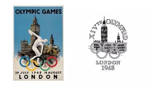 1948年伦敦奥运会的会徽由议会大楼的钟楼为主要构成