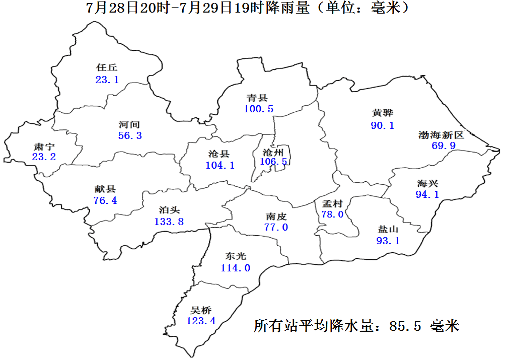 沧州市气象台发布实时雨情