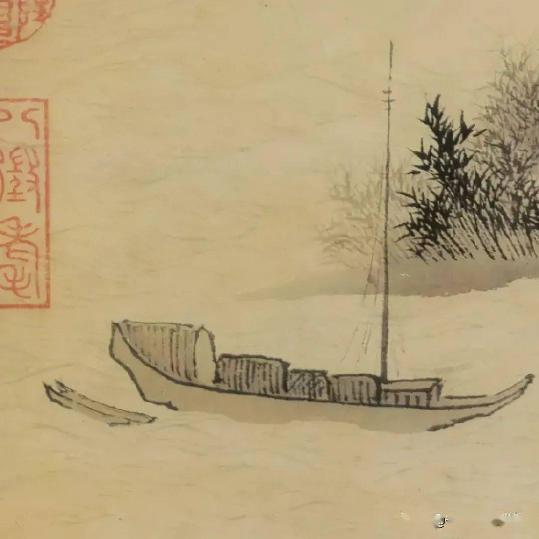 台北故宫博物馆藏明代画家唐伯虎震泽烟树图