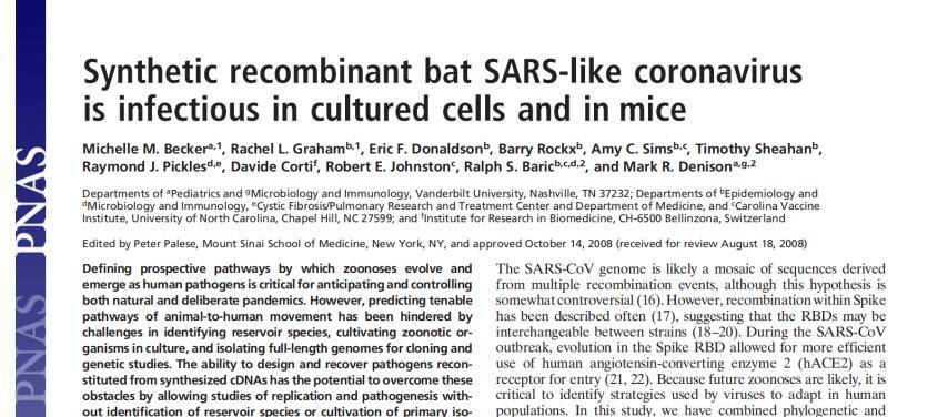 合成|惊人发现！美国2008年已人工合成SARS样冠状病毒