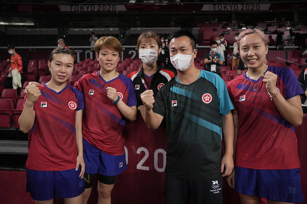 海外网8月5日电5日举行的东京奥运会女子乒乓团体赛中,中国香港乒乓