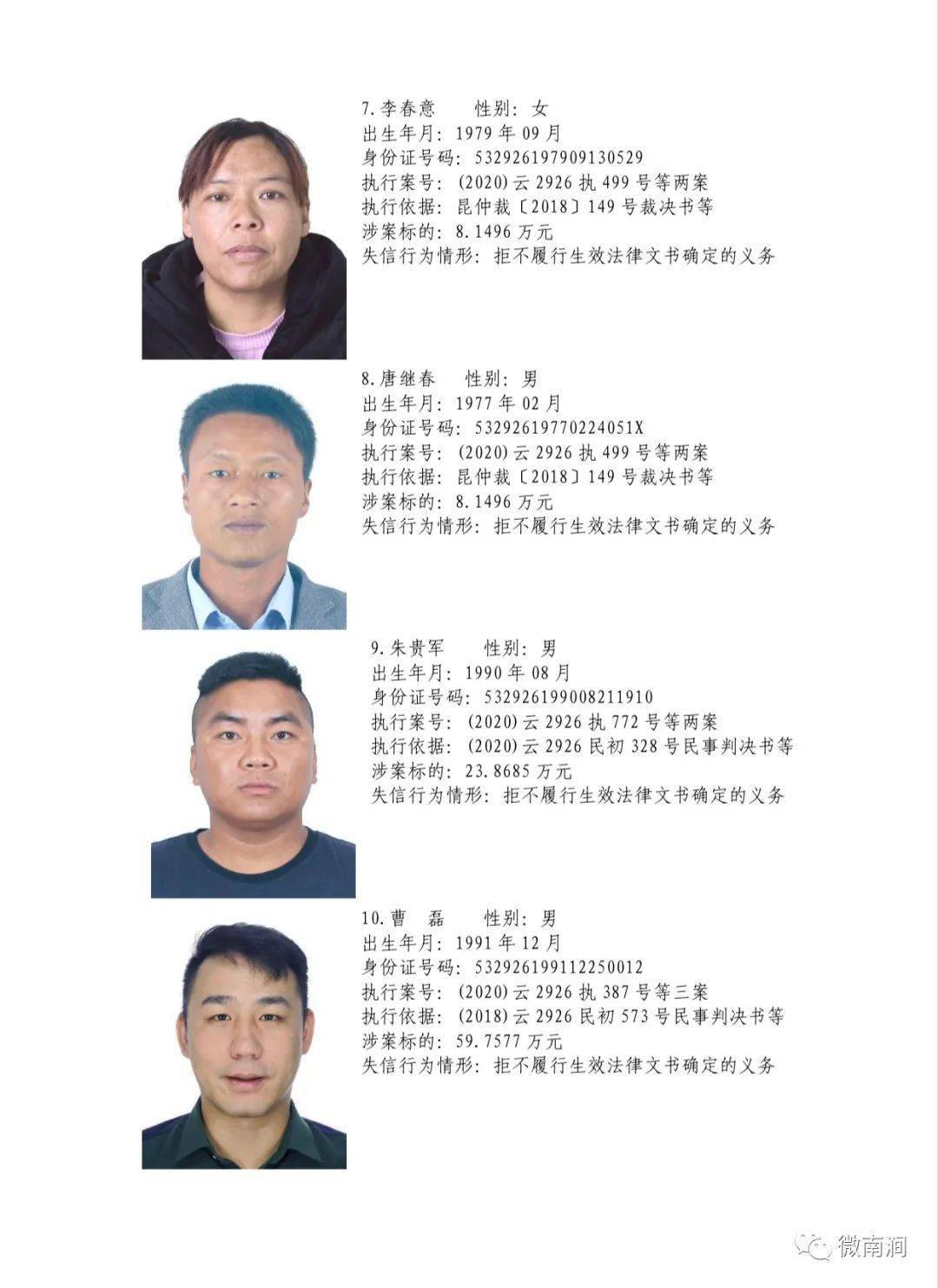 大理州这个县又一批失信被执行人名单曝光,看看都有谁?_南涧县