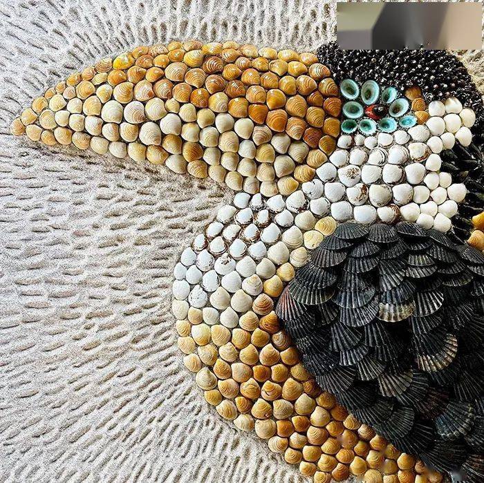 美女珠宝设计师疫情期间陪孩子玩耍拼贝壳拼着拼着成了大神太治愈了