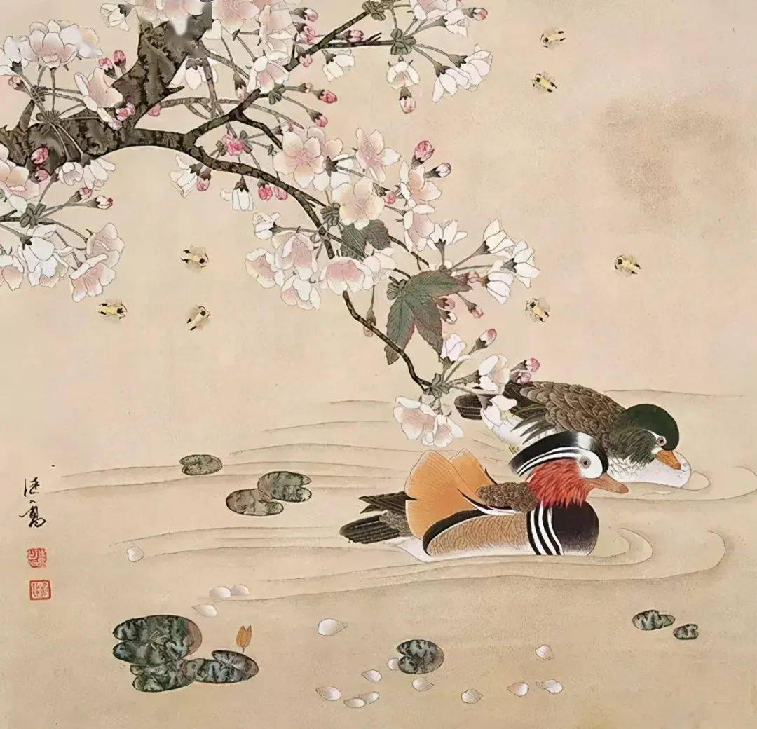 书画鉴赏鸳鸯戏水图