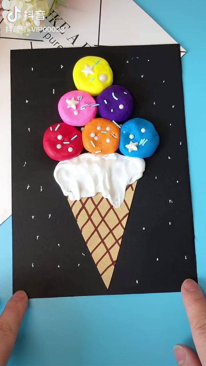 幼儿园手工冰淇淋萌知计划亲子手工抖来涨知识兴趣才艺幼儿园手工抖音