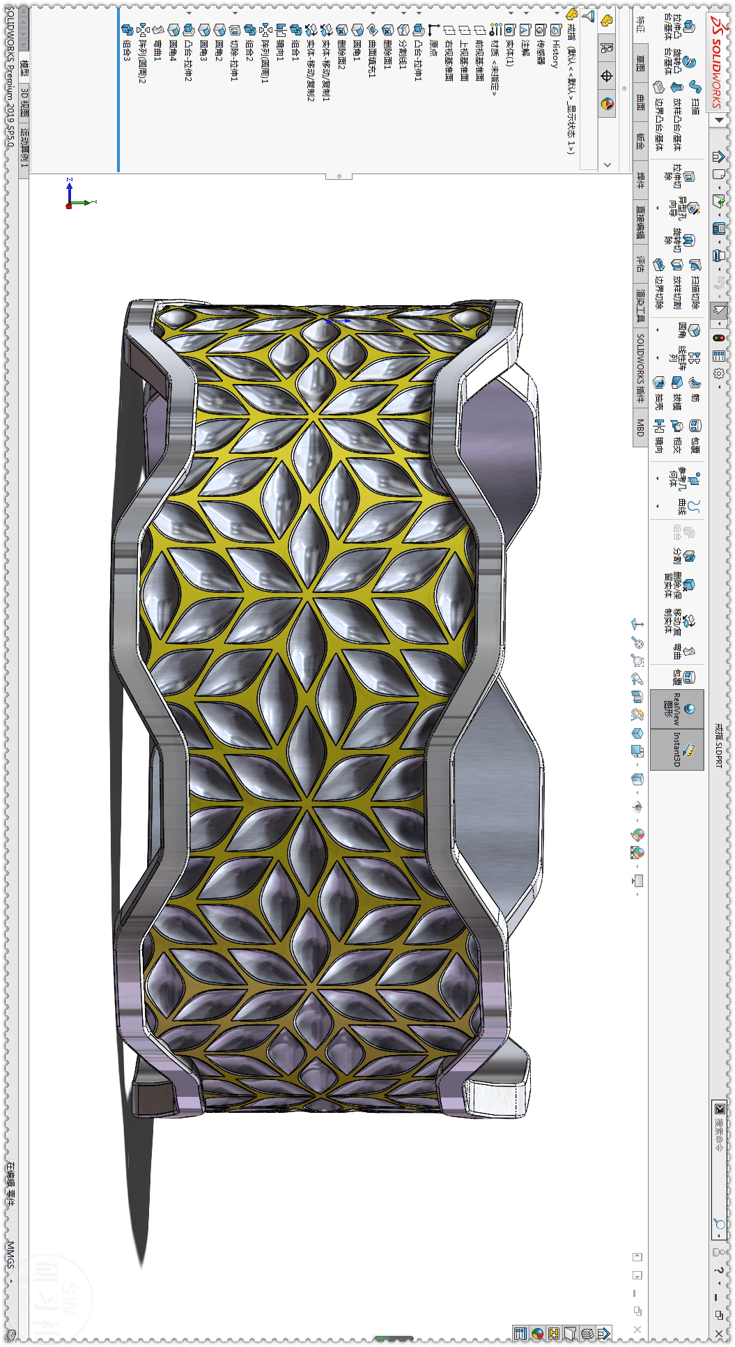 用solidworks画的带叶子图案的手镯