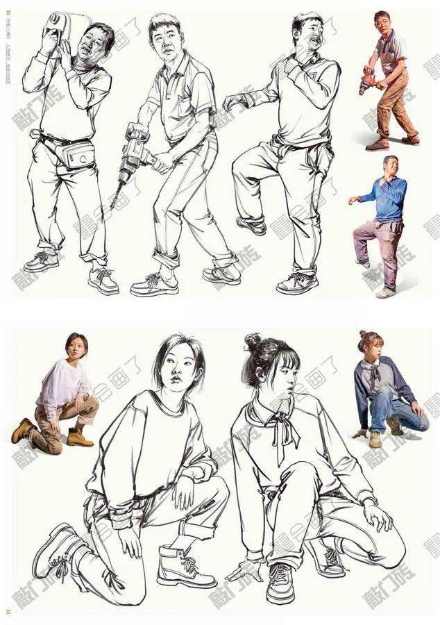 我能上美院人物速写局部与动态从人体比例到动态从局部到整体衣纹从