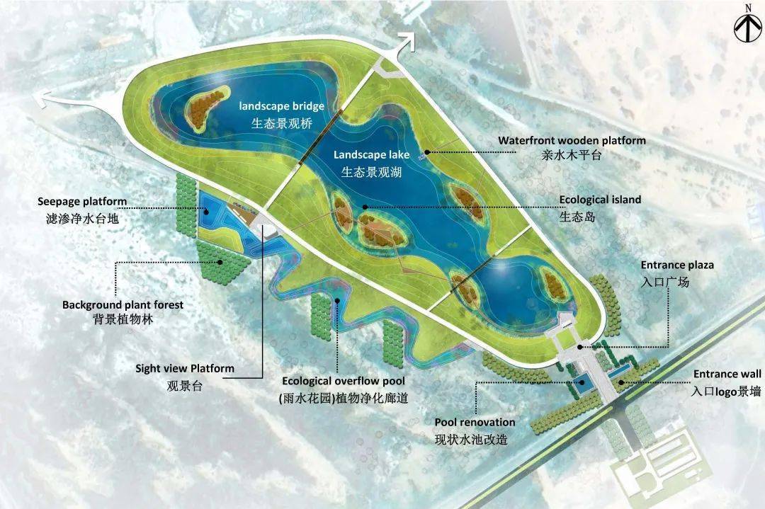 沙漠绿洲芒硝湖生态修复景观设计理事作品