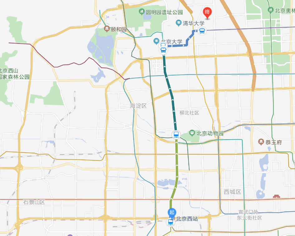 北京西站—地铁9号线—地铁4号线大兴线—步行375米至中关园—450路