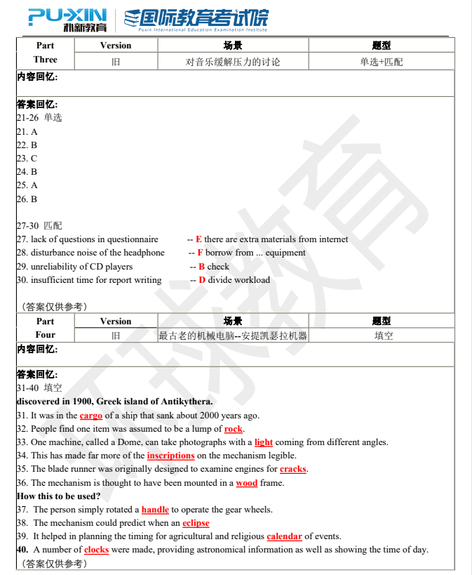 雅思機經2021年08月28日雅思考試真題回憶及參考答案pdf完整版