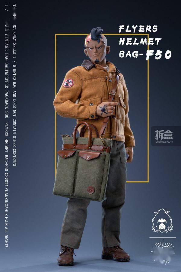 蜡布|猿行师 1/6 F50头盔包 S30复古双肩包 潮流兵人人偶配件