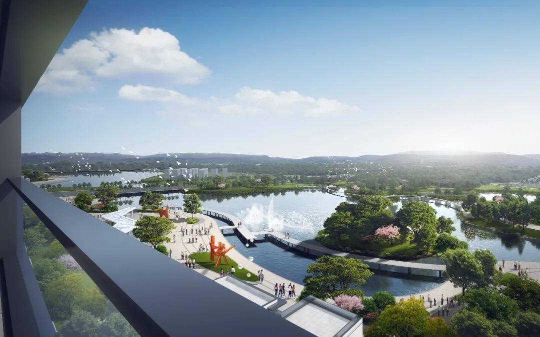 毗邻约298亩金竹溪公园, 在"一湖三公园"的环绕之中,引领桐庐瞰湖人居