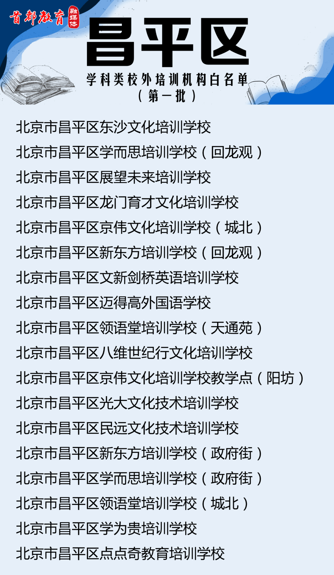 赵熹|收藏！北京12区首批学科类校外培训机构白名单公布