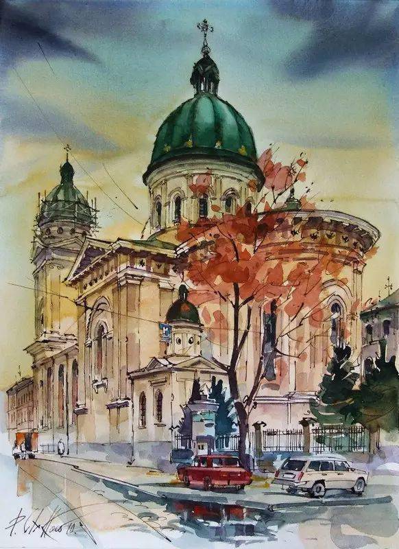 景观手绘景观建筑画出了欧式建筑的神韵