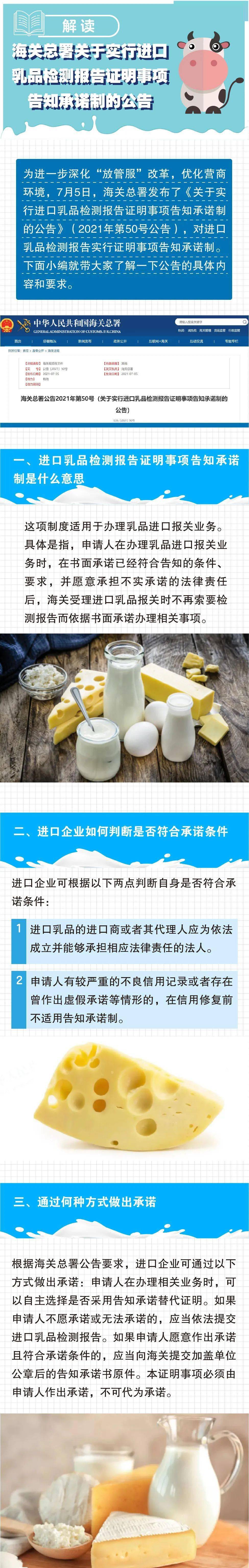 要求|【进出口食品安全】关于实行进口乳品检测报告证明事项告知承诺制的公告解读