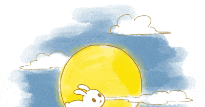 玉兔简笔画奔月简单图片