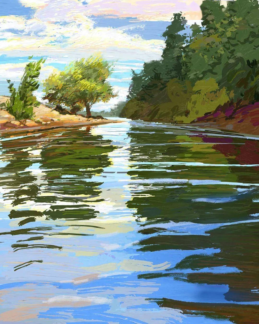 从迪士尼艺术家到水彩大师他画面的质感无人能敌这秋天美景这花卉太