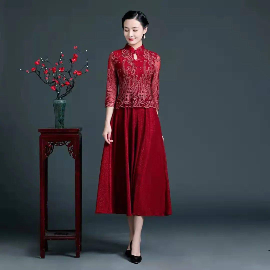 婚礼宴会结婚礼服喜婆婆妈妈装丈母娘端庄大气中式改良旗袍