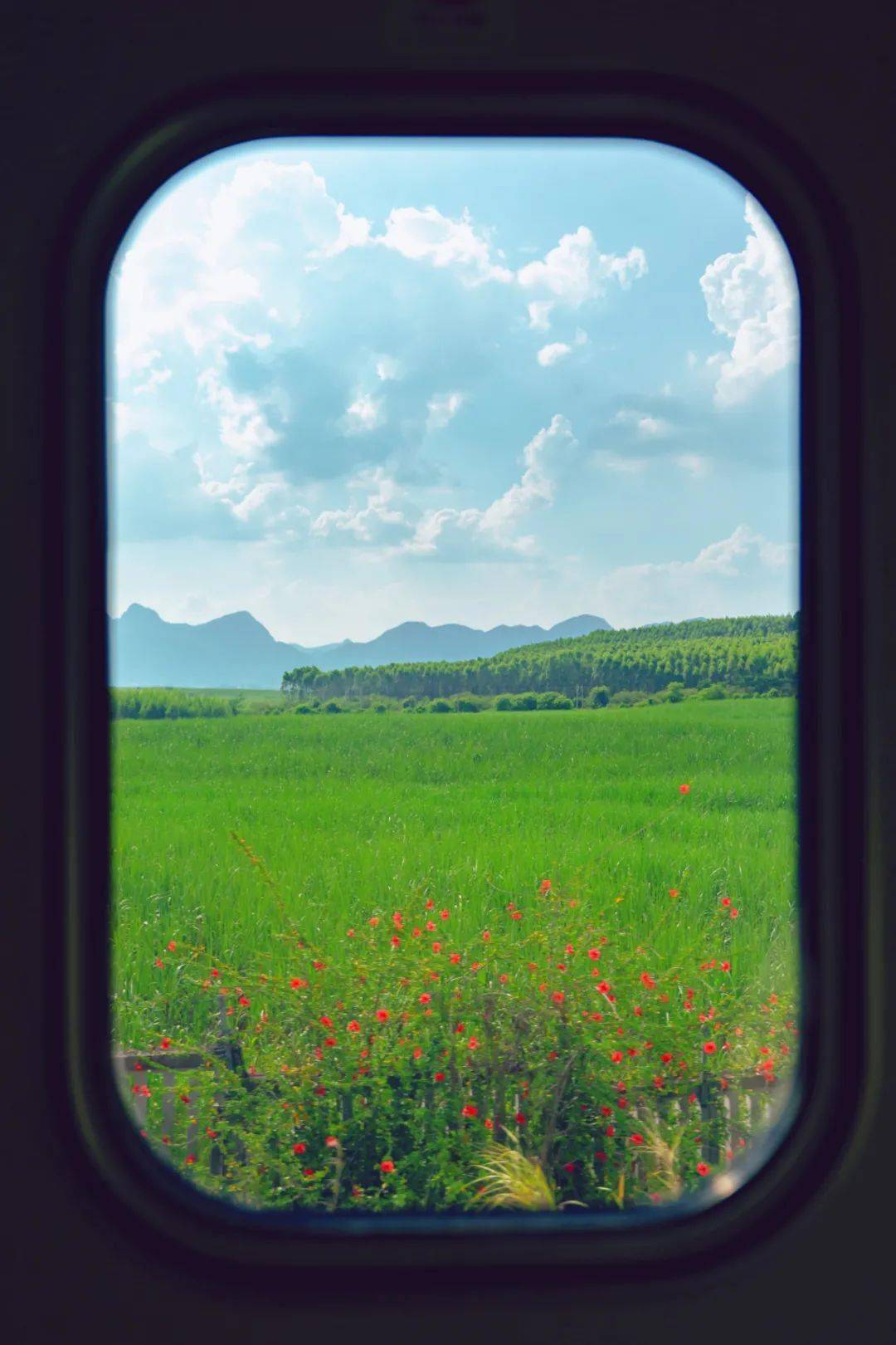 高铁窗口风景图片