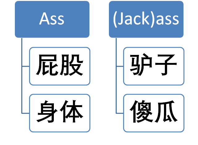 美國英語的兩個不同的 ass: