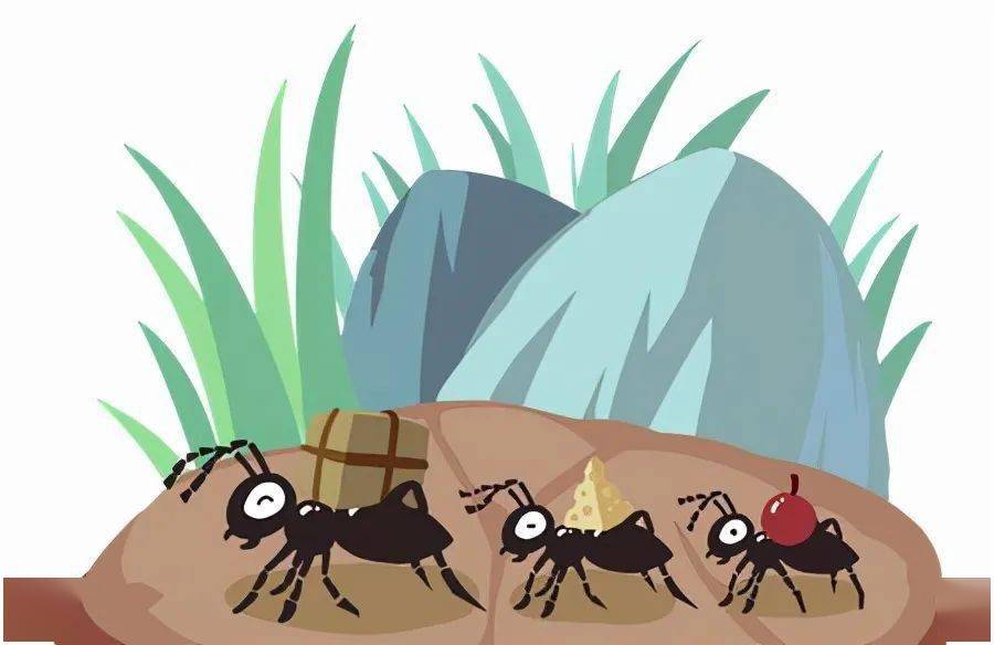 蚂蚁运粮食卡通图片