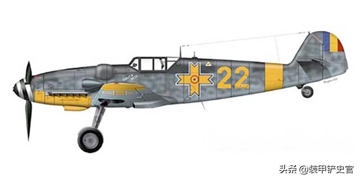 1944年间多布兰驾驶的bf 109g"黄色22号"侧视图.