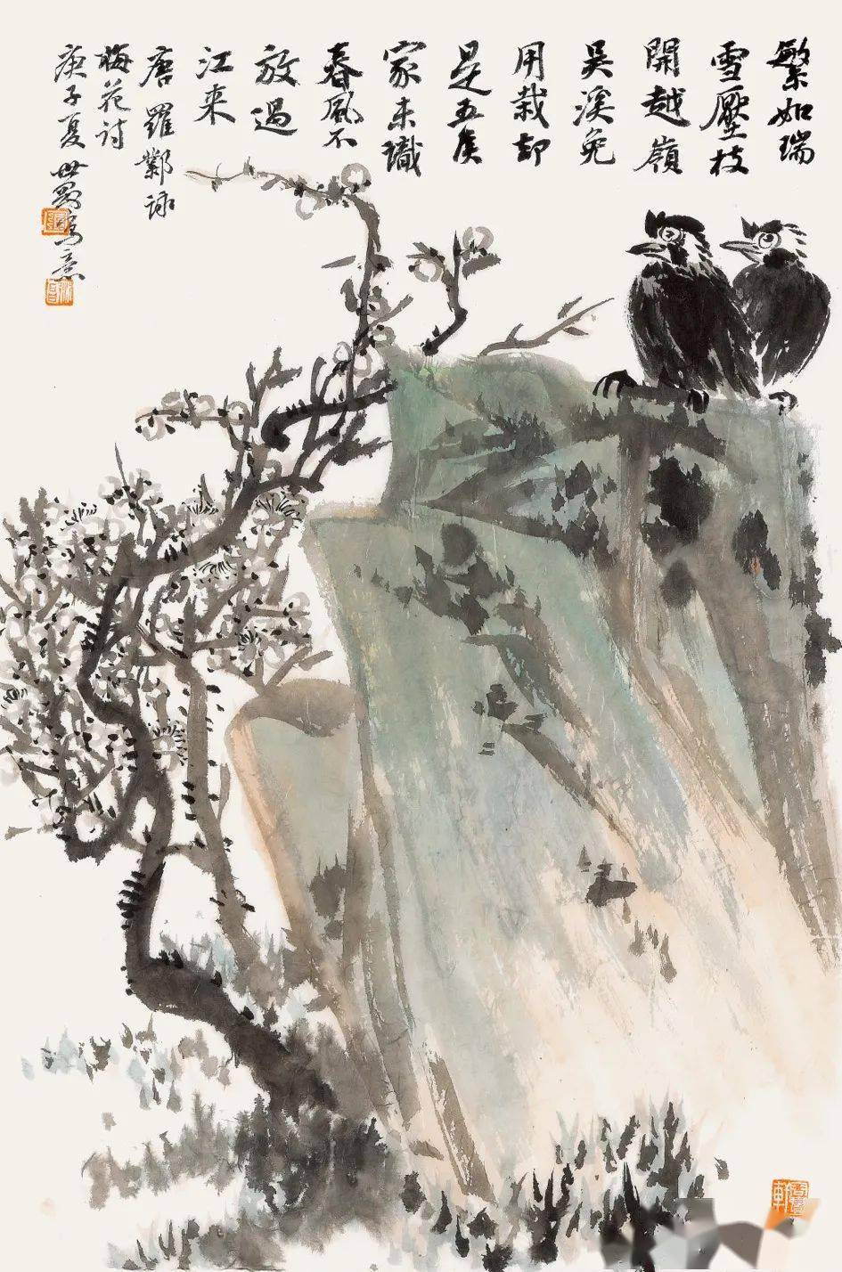 张世刚 国画 繁如瑞雪压枝开end