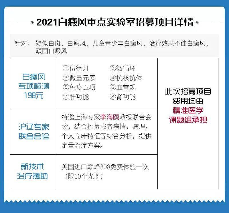 检测|定了！2021国家重点实验室白癜风全省招募正式启动，携沪·辽专家联合会诊