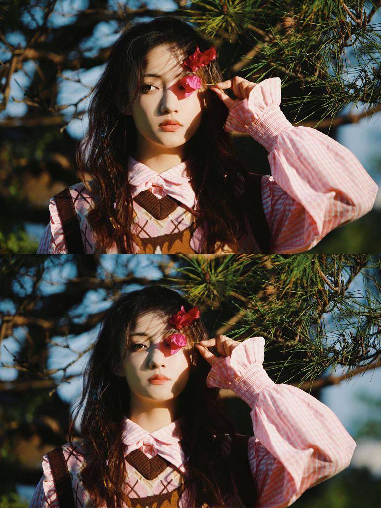 吴佳怡户外秋游大片甜美动人 鲜花映脸庞精致粉嫩娇艳