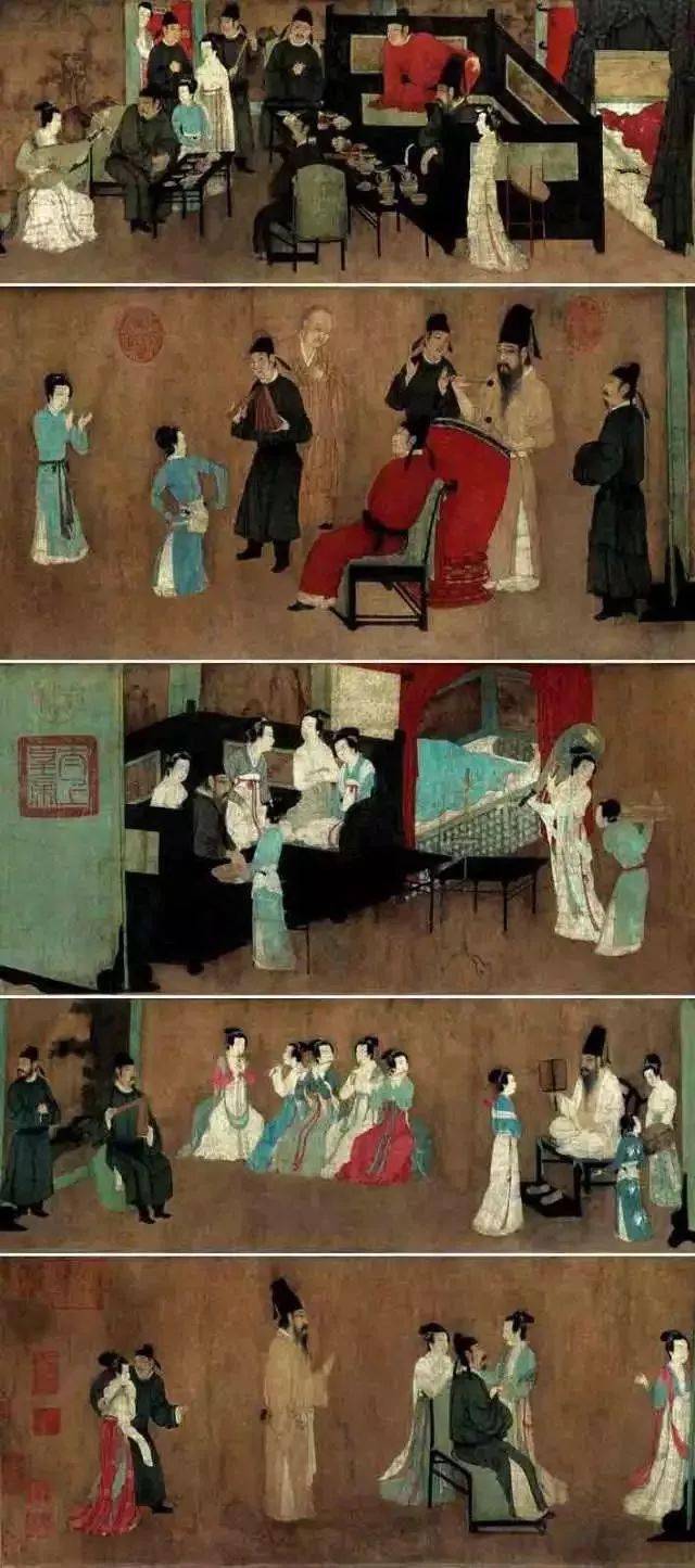 故宫藏画珍品：顾闳中（五代）《韩熙载夜宴图》及背后的那些故事_搜狐网