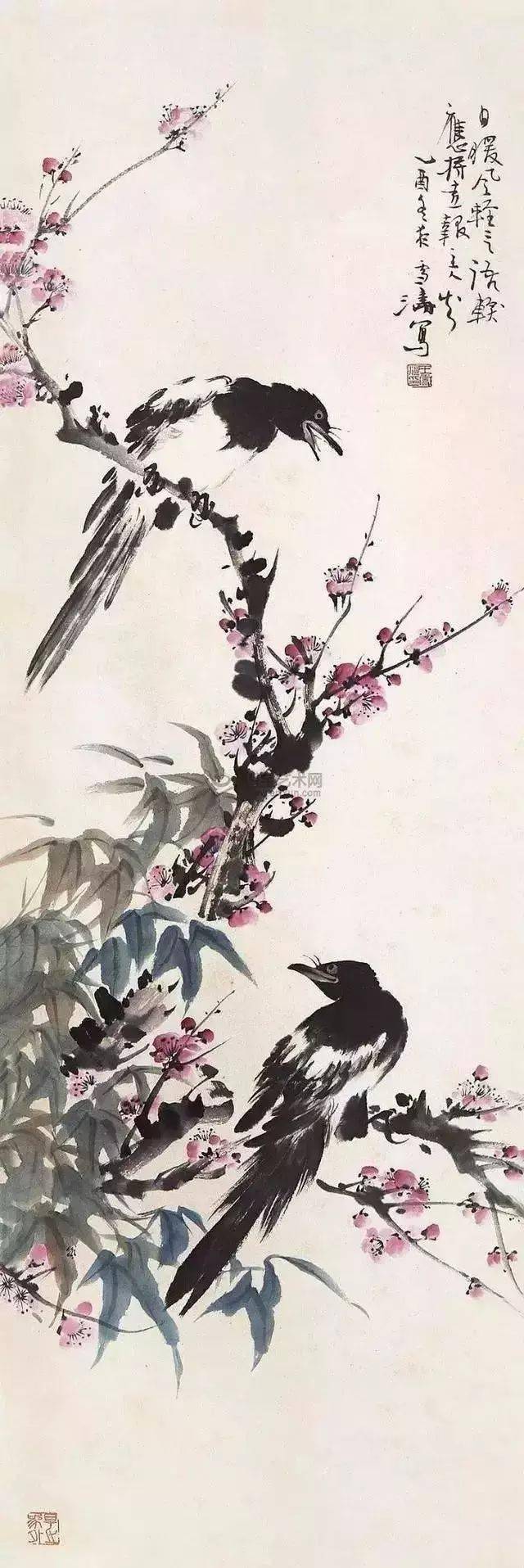 赏国画大师的报喜图_喜鹊