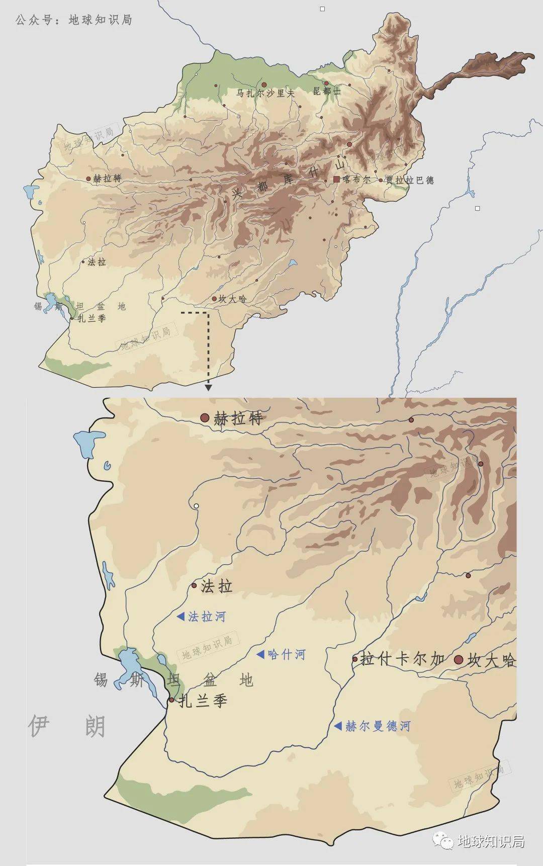 阿富汗河流分布图图片
