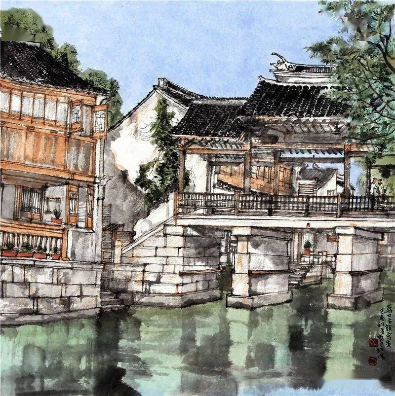 无锡写生-荡口古镇 50x50cm 2019年无锡写生-惠山古镇 50x50cm 2019年