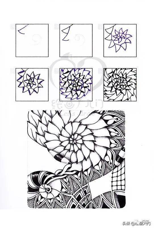 0基礎也能畫10個漂亮的禪繞畫圖樣分解步驟