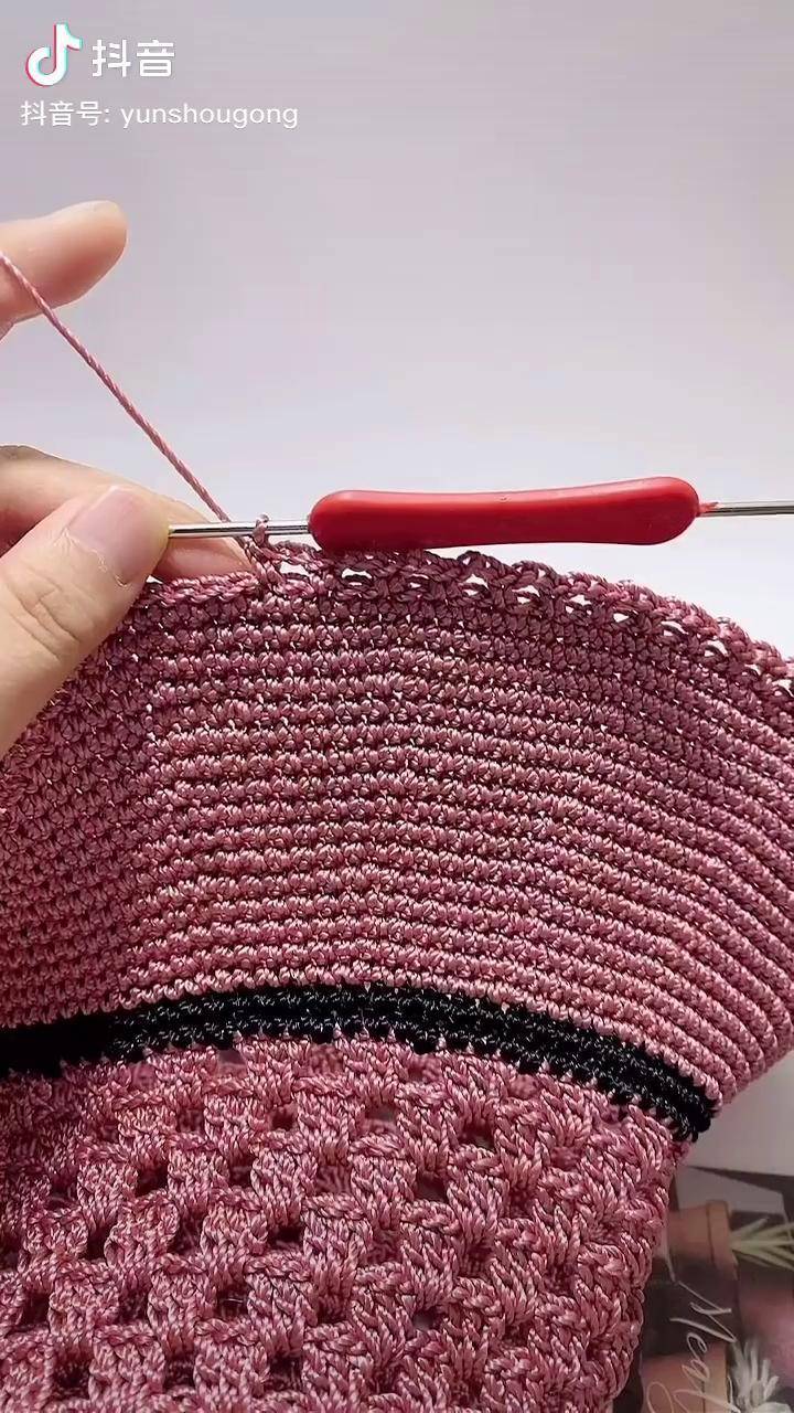 漏马尾遮阳帽教程11钩针帽子钩针教程遮阳帽