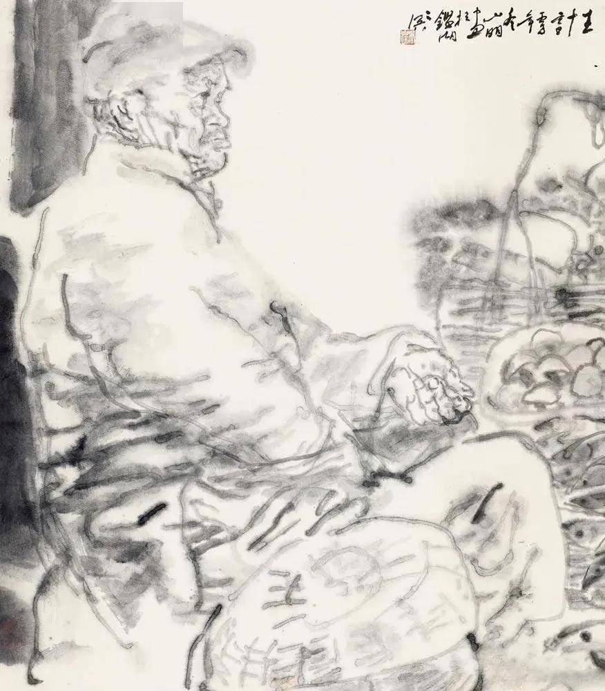 吴山明宿墨人物画欣赏——吴山明"现在浙江山水画家用宿墨的很多.