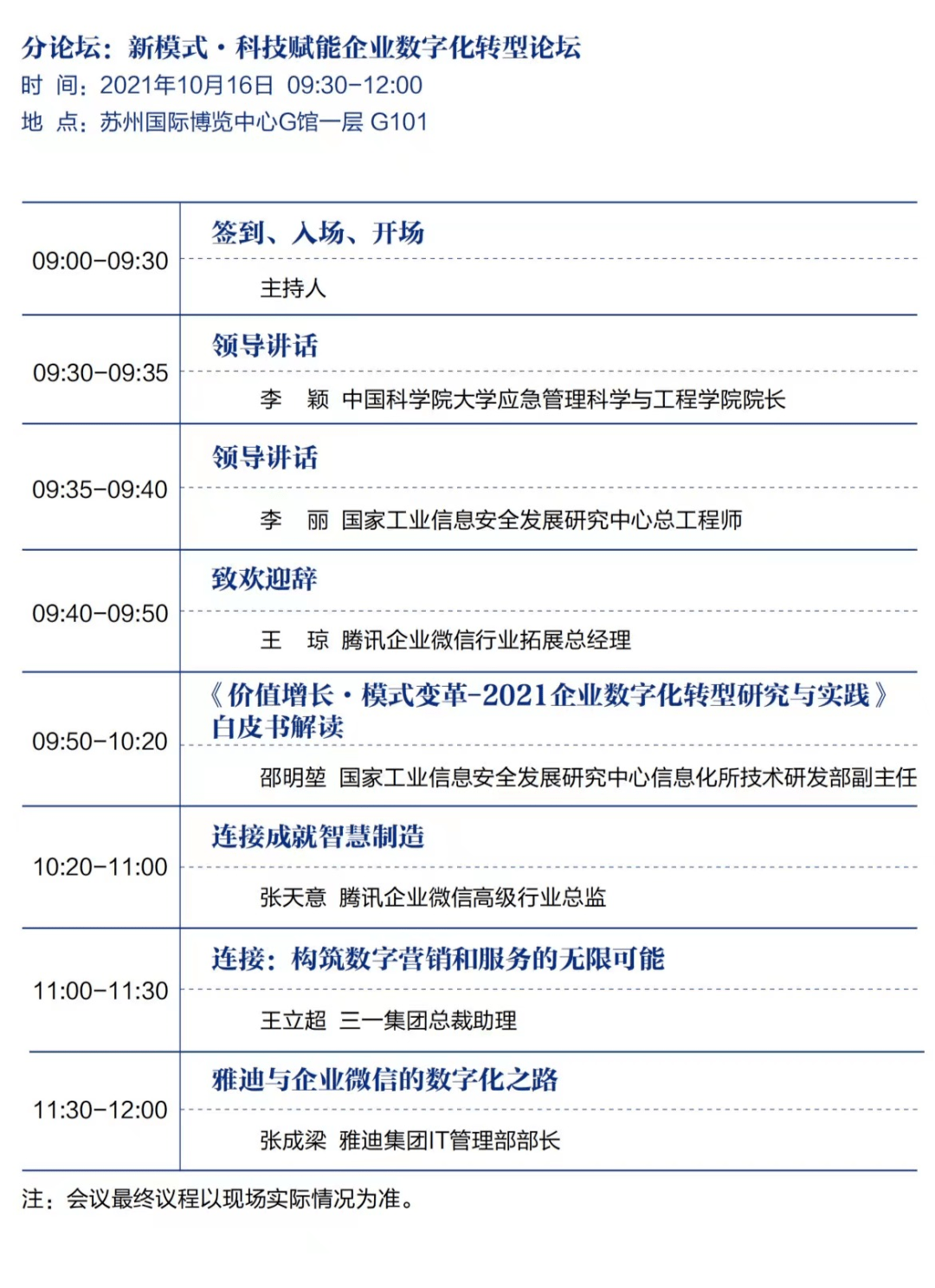 参会指南 第二届两化融合暨数字化转型大会会议议程