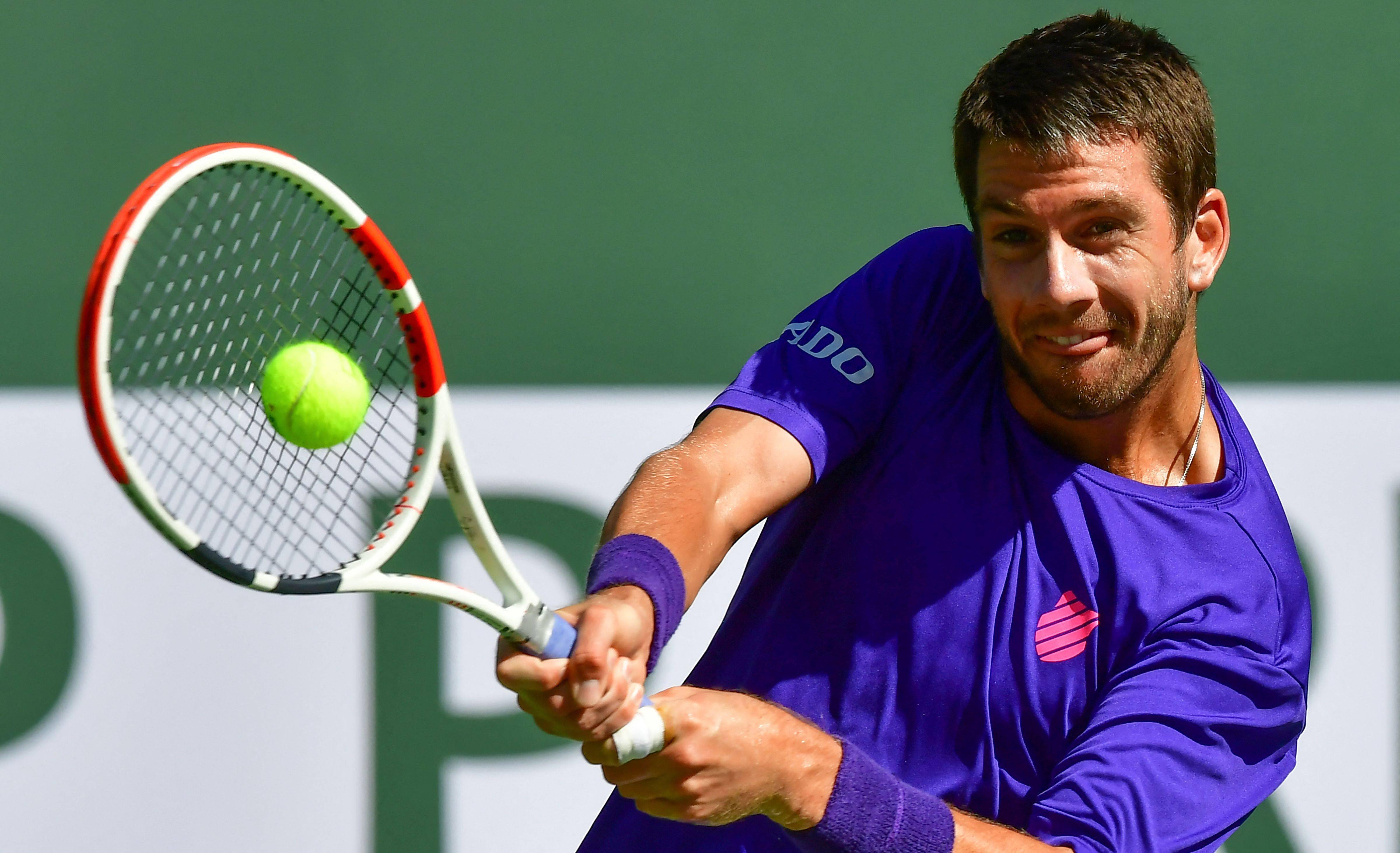 美国印第安韦尔斯进行的巴黎银行网球公开赛男单四分之一决赛中,英国