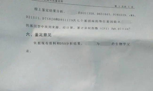 男方出具的親子鑑定證書.