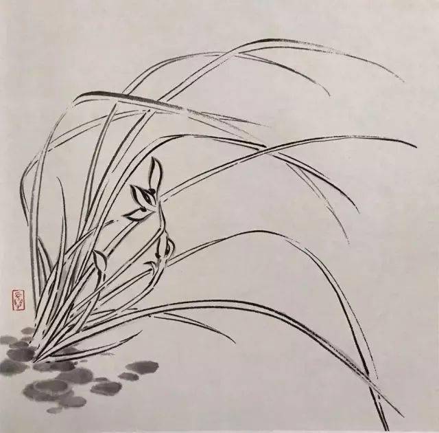 3,双勾兰花画法