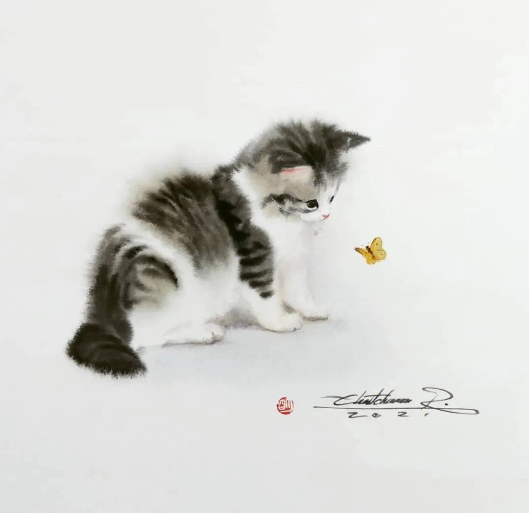 这水墨小猫真绝了